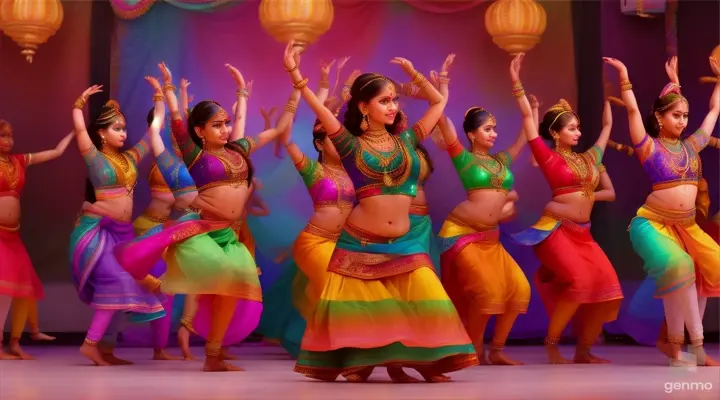 A mesmerizing dancers in a  dance floor at a Holy festival of colors