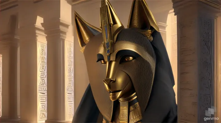 Anubis walks around the throne room