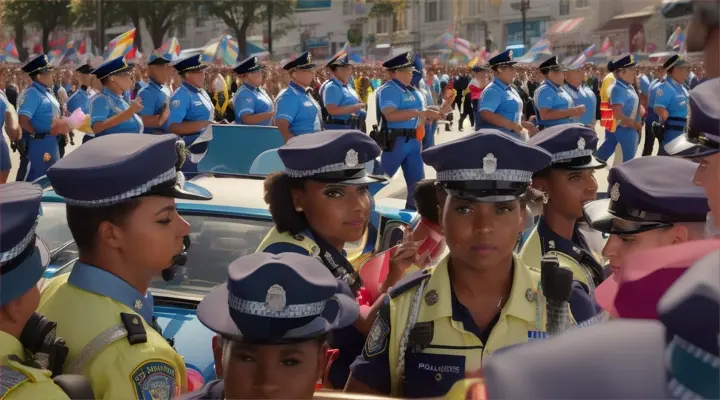 Policiais no carnaval falam pelo radio do carro