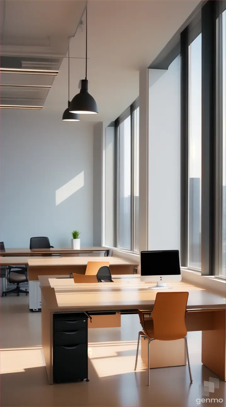 an empty office with a lot of desks and chairs