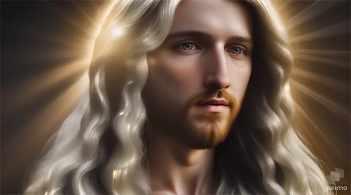 make an image of jesus' face in glory with hair as white as white wool