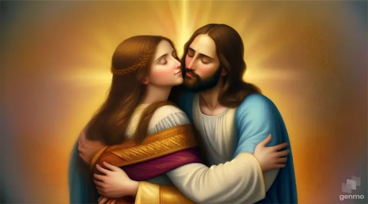 Jesus hugging a sad person, Jesus gives comfort and the holy spirit illuminates them