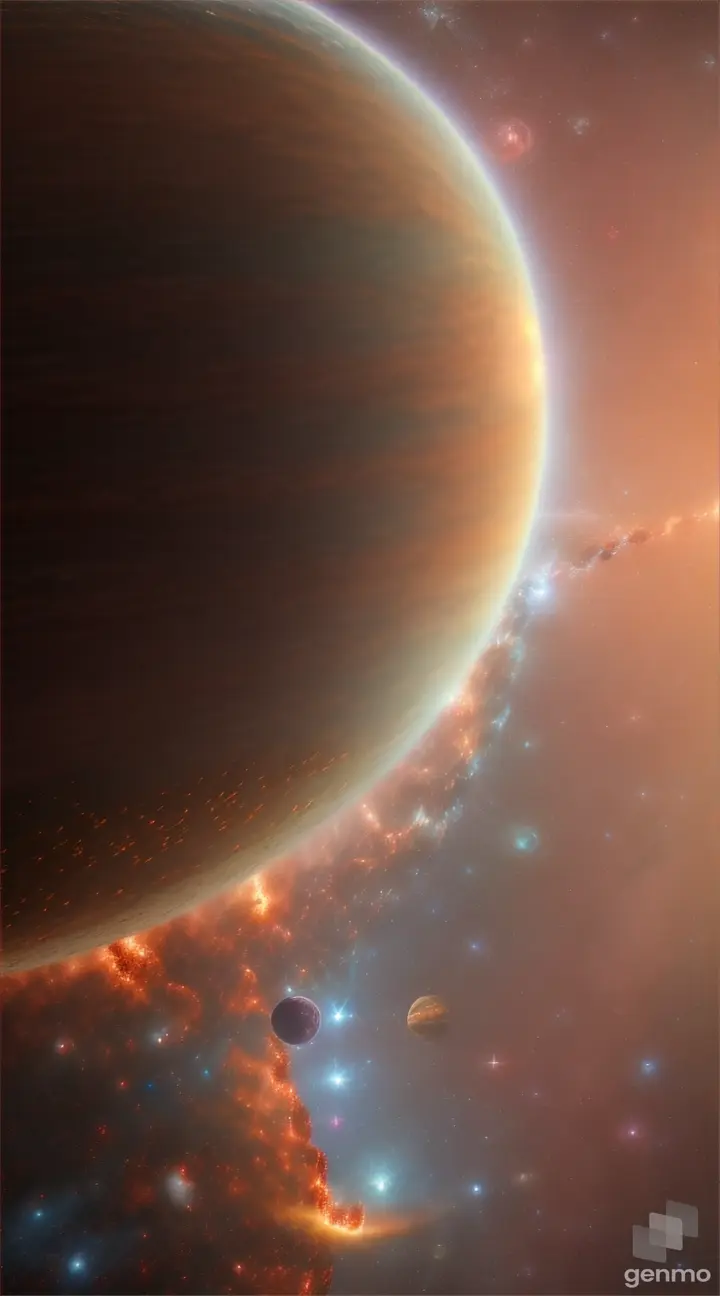 planetary formation, with newly formed planets rotating around their parent stars