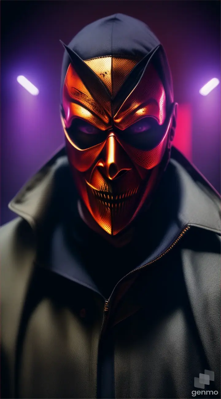 The image features a person wearing a mask. The mask gives off a horror or fictional character vibe. Tags include mask, horror, fictional character, and clothing.