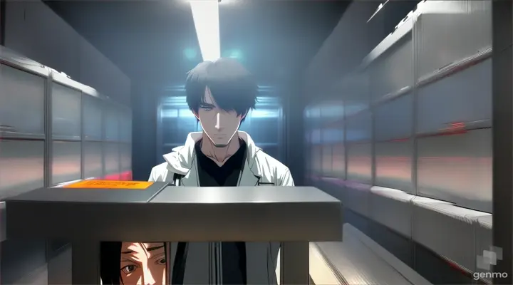 a anime clip of a man in front of the morgue.ultra hd,4k