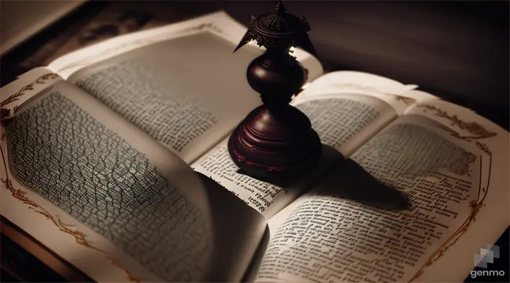 [Vikram finds a blood-stained book lying on a pedestal, its pages filled with cryptic spells and incantations.]


