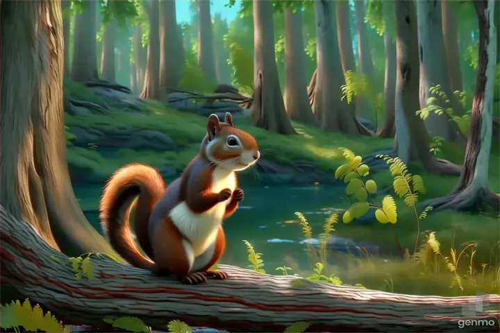 "In a world of wonder and magic, where tall trees reach for the sky and streams whisper secrets of old, there lived a curious little squirrel named Willow."