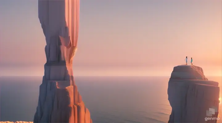 create an image of a symbolic representation of a solitary figure standing up, ready to climb, with faint scrapes visible on the knees, symbolizing resilience. Use a subtle background that suggests a dawn or early morning light to represent the "beautiful day" and the "spring day on the first of November." The Bay of Algiers should be hinted at in the lower part of the background, becoming clearer towards the horizon. Colors Employ a color palette that includes hues of dawn—soft pinks, light blues, and warm yellows—to instill a sense of hope and beginning.

3D style animation16:9