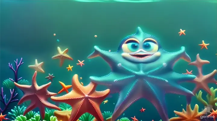 a cartoon starfish waving his hand to say goodbye