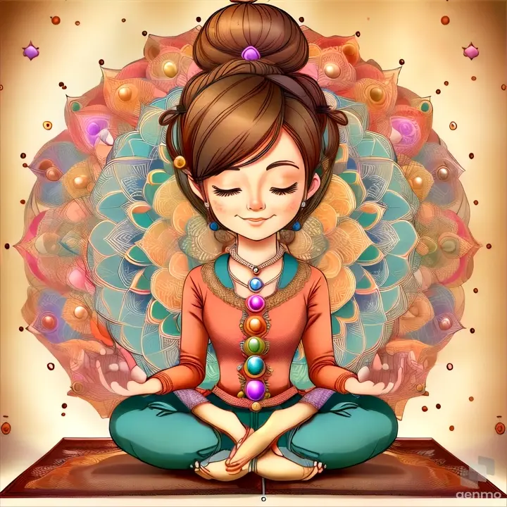 a woman sitting in a lotus position with her eyes closed