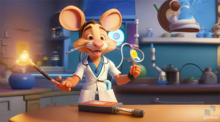 pixar maya disney style mouse doctor ingakcin rat  crtoon wide screen vide frame