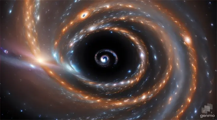 Stunning animation of galaxies swirling in spacevisuals showcasing the enormity of the black hole compared to galaxies