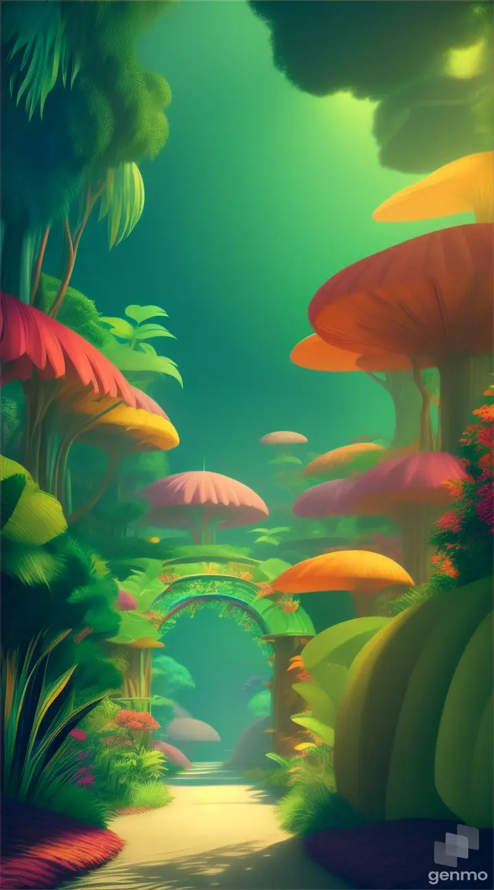 children's theme background scene about jungle and animals, cartoon style, colorful, 4k, futuristic