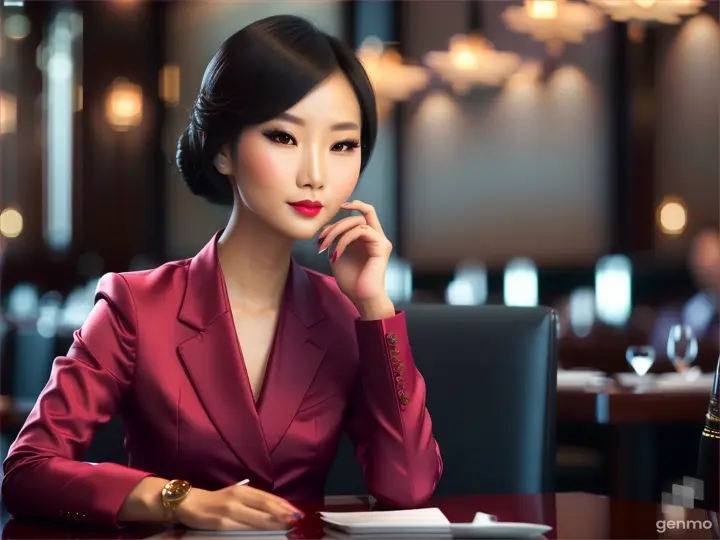 a meeting in a restaurant with a slim Asian beauty 