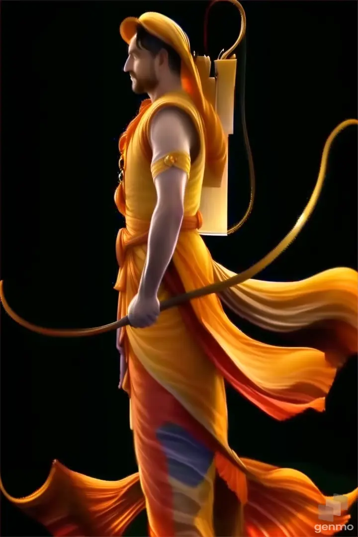 a painting of a man in a yellow dress