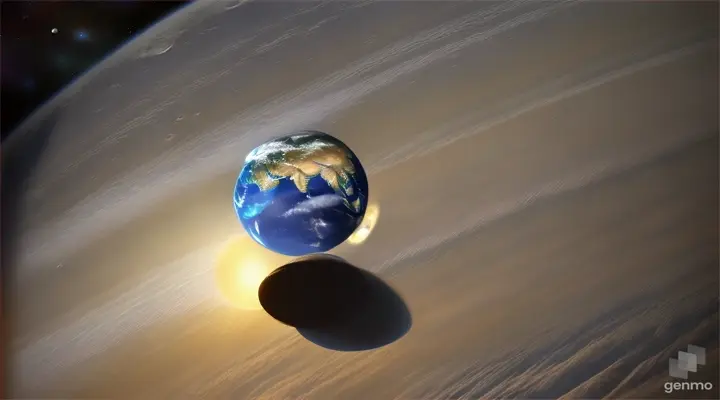 A visual representation showing the moon's gravitational force counteracting the axial tilt variations of the Earth.