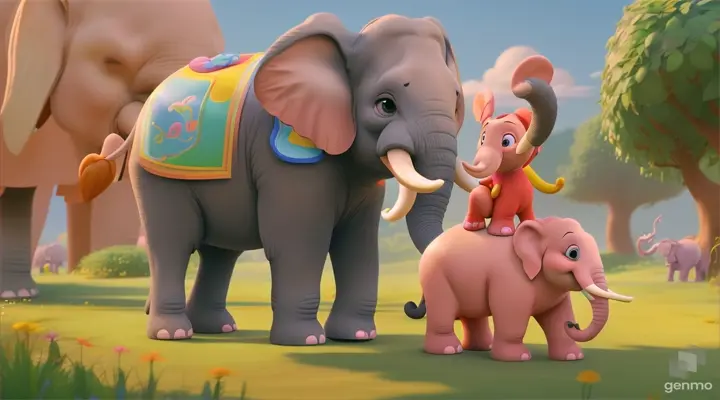 pixar maya disney style hores and elephant baby cartoon wide screen vide frame
