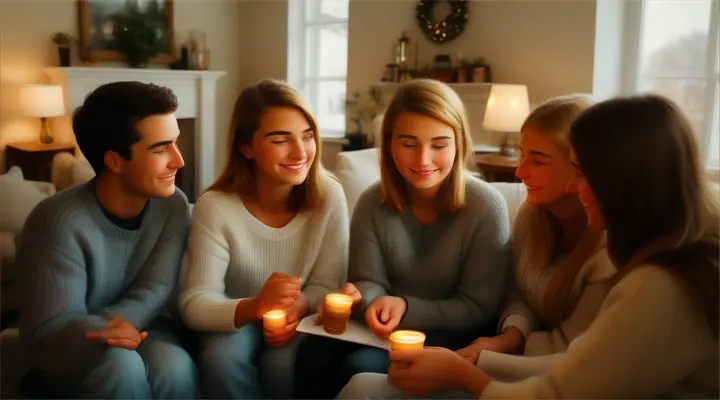 A group of friends having a heartfelt conversation, deepening their connection.
