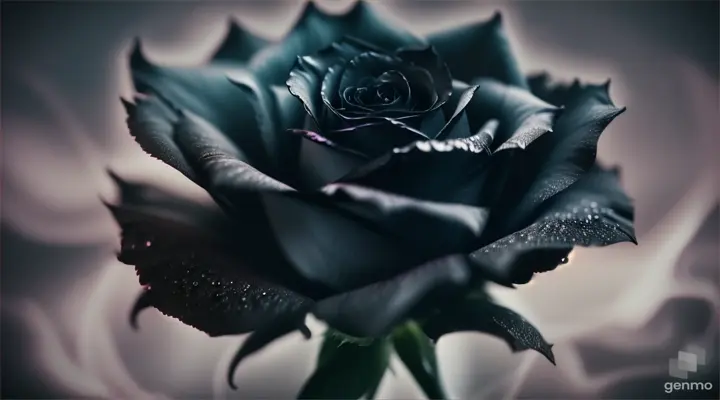 A black rose sheds its petals and smokes