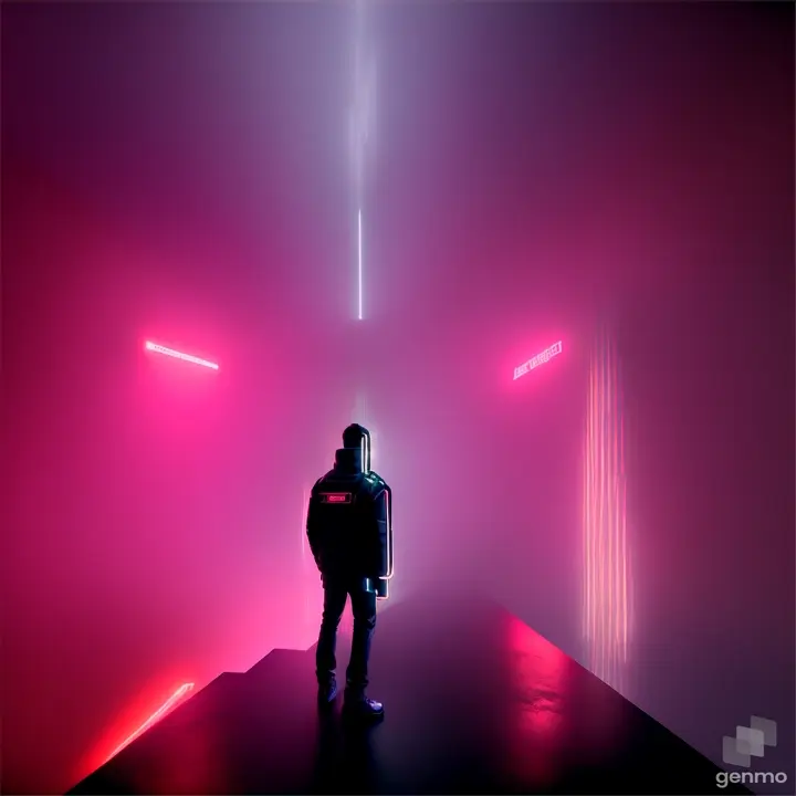 cinematic, candid shot, cast in the moody ambiance of darkness with deep fog and neon lights, hyper complex structures, an incredibly complex background, man in his mid-30s stands before the architectural grandeur, futuristic interpretation of dystopia with subtle neon elements that suggest a connection to the digital age, surrounding environment is an ode to artistic expression, mystic atmosphere, high contrasts define the space, overall minimalist aesthetic emphasizes the man’s personal moment of reflection, a lone figure centered amidst the vast expanse of an epic and stylishly abstract world, anamorphic lens effect, realistic detail, HDRI for natural light simulation, atmospheric perspective, anamorphic bokeh, 32K UHD resolution, ultra-realistic, RTX 4090 rendering, ray tracing, HDRI, symmetrical composition, align lines, vanishing point perspective, depth of field, atmospheric perspective, bokeh effect, color correction, realistic atmospheric effects, realistic material properties, clean sharp focus, high dynamic range, Tsutomu Nihei style, highlight enhancement, dehazed, denoised, cinematic depth, dramatic lighting, rear light effect, neon lights, global illumination, digital photography --ar 9:16 --s 600 --v 6.0