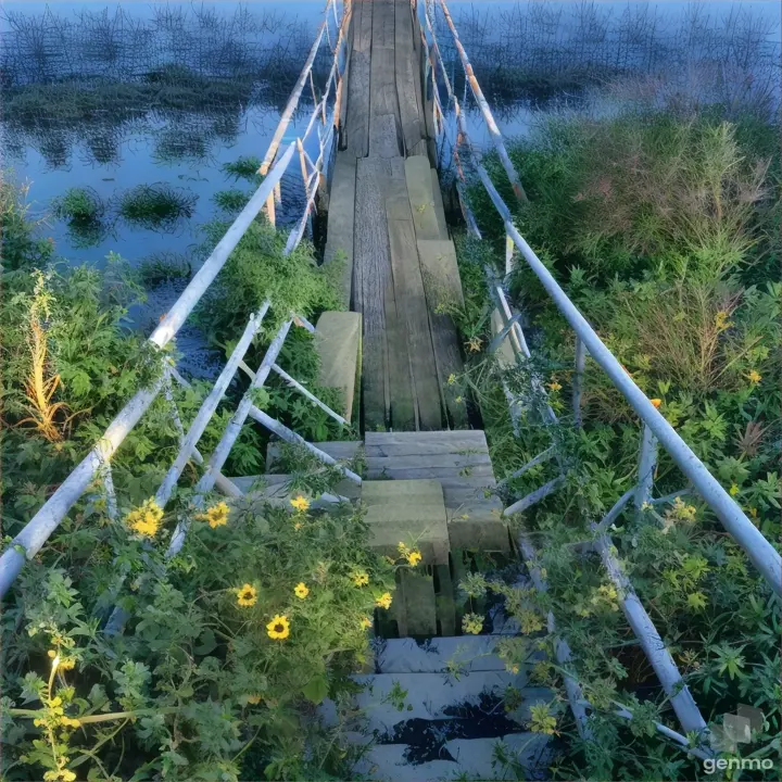 a wooden bridge over a body of water