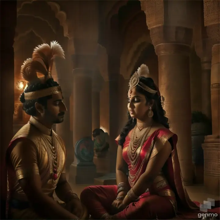 a man and a woman dressed in indian garb
