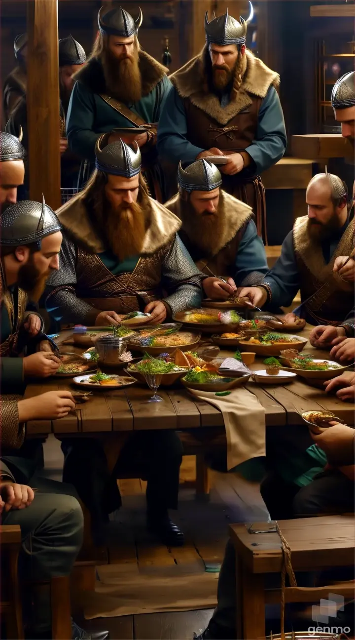 a group of men sitting around a table eating food