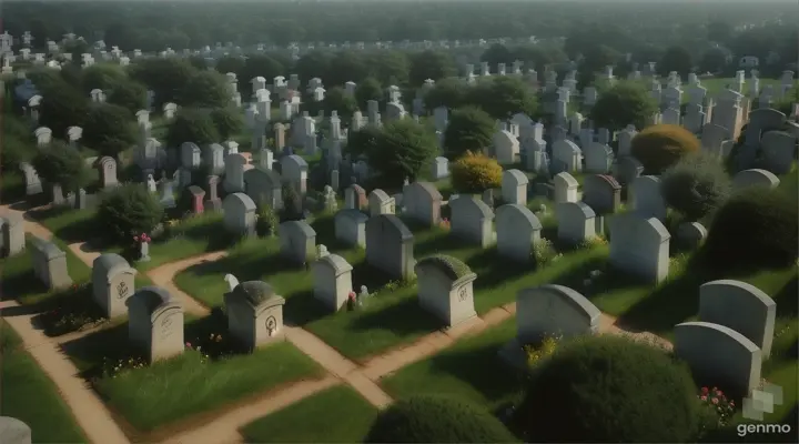on both sides of this small road , there was a very old graveyard of children and one of adults. Some distance ahead was the back gate of a government hospital. make full screen video