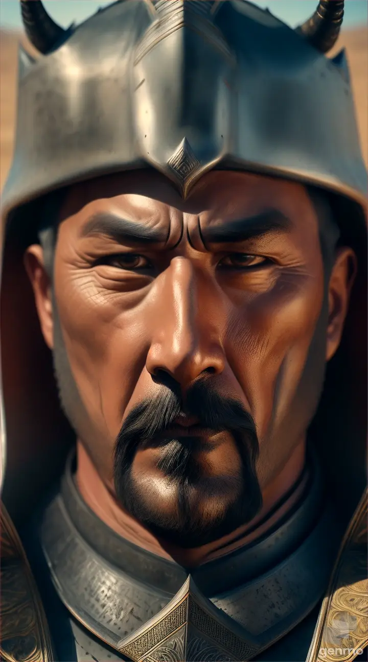 Genghis Khan in front of the army