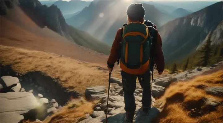 A hiker persevering through a difficult trail, fueled by determination and a sense of adventure.
