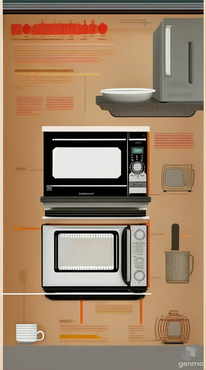 Infographic detailing the science behind microwave cooking, explaining how microwaves heat food molecules and the efficiency of microwave ovens compared to traditional cooking methods.