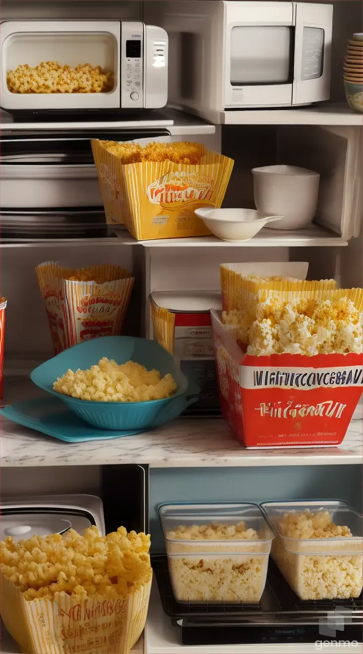 An image showcasing the impact of microwave technology on society, with scenes of busy kitchens, microwave ovens in households, and people enjoying the convenience of quick and easy microwave-cooked meals.