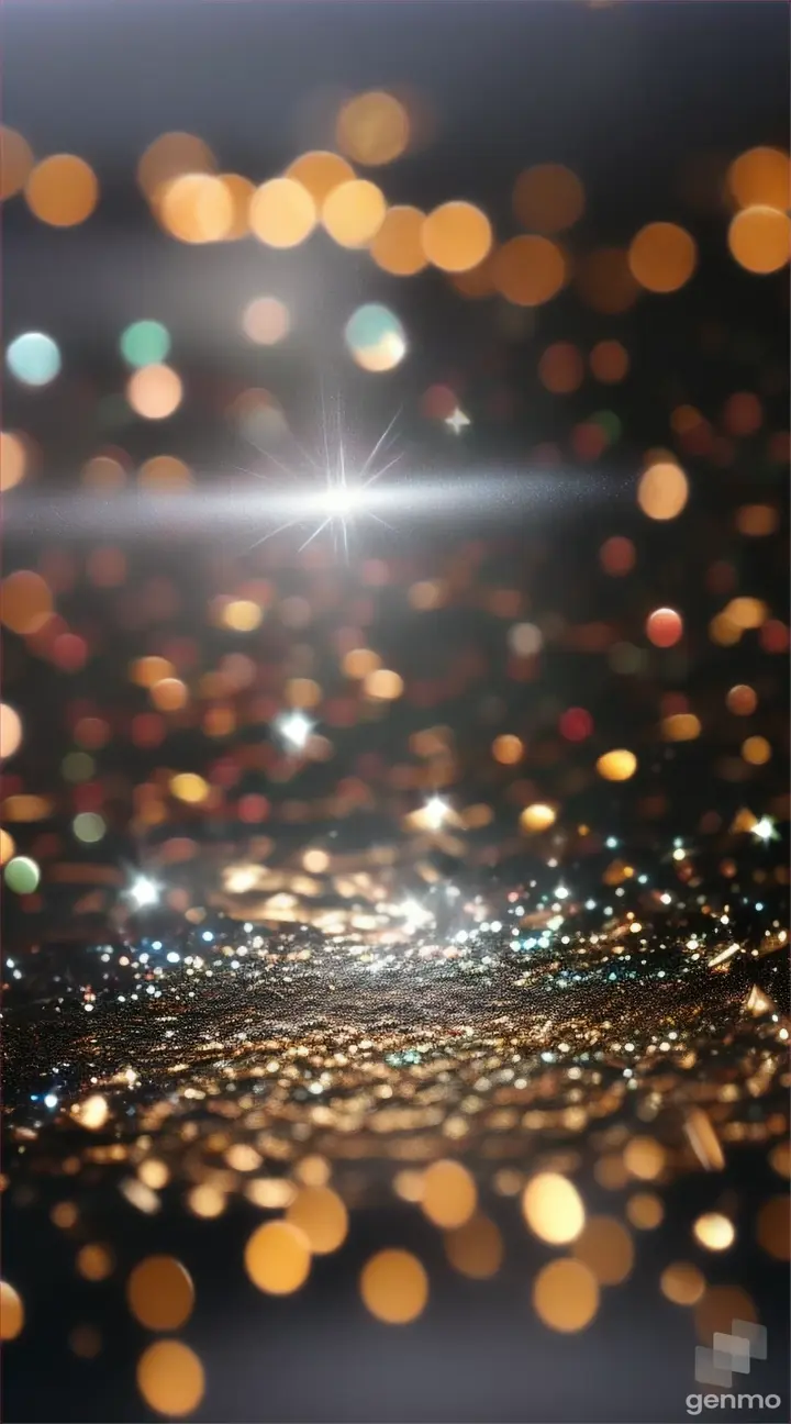 A visual representation showing the moment of accidental discovery, where glitter is seen sparkling and shimmering among the crushed plastic scraps.
