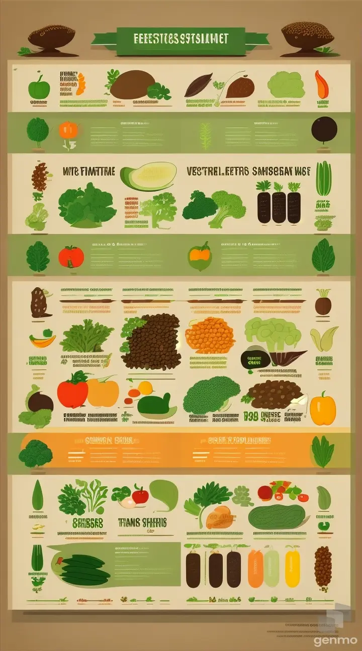 An infographic displaying a breakdown of Creature's vegetarian diet, listing the various plant-based foods it consumes for nourishment.