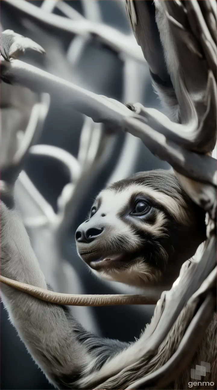 Close-up photographs of a sloth's neck bones, showcasing their unique anatomy and structure.