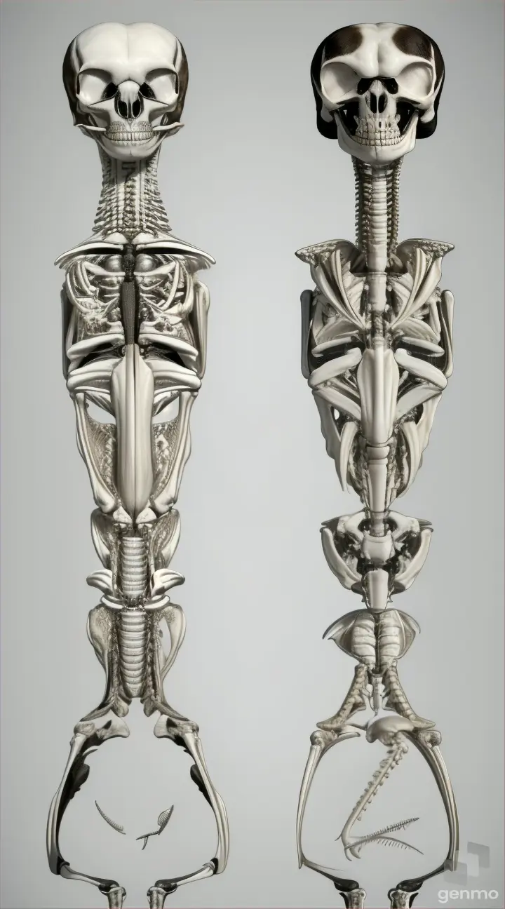A side-by-side visual comparison of the skeletal structures of a sloth and a giraffe, emphasizing the relative proportions of their neck vertebrae.