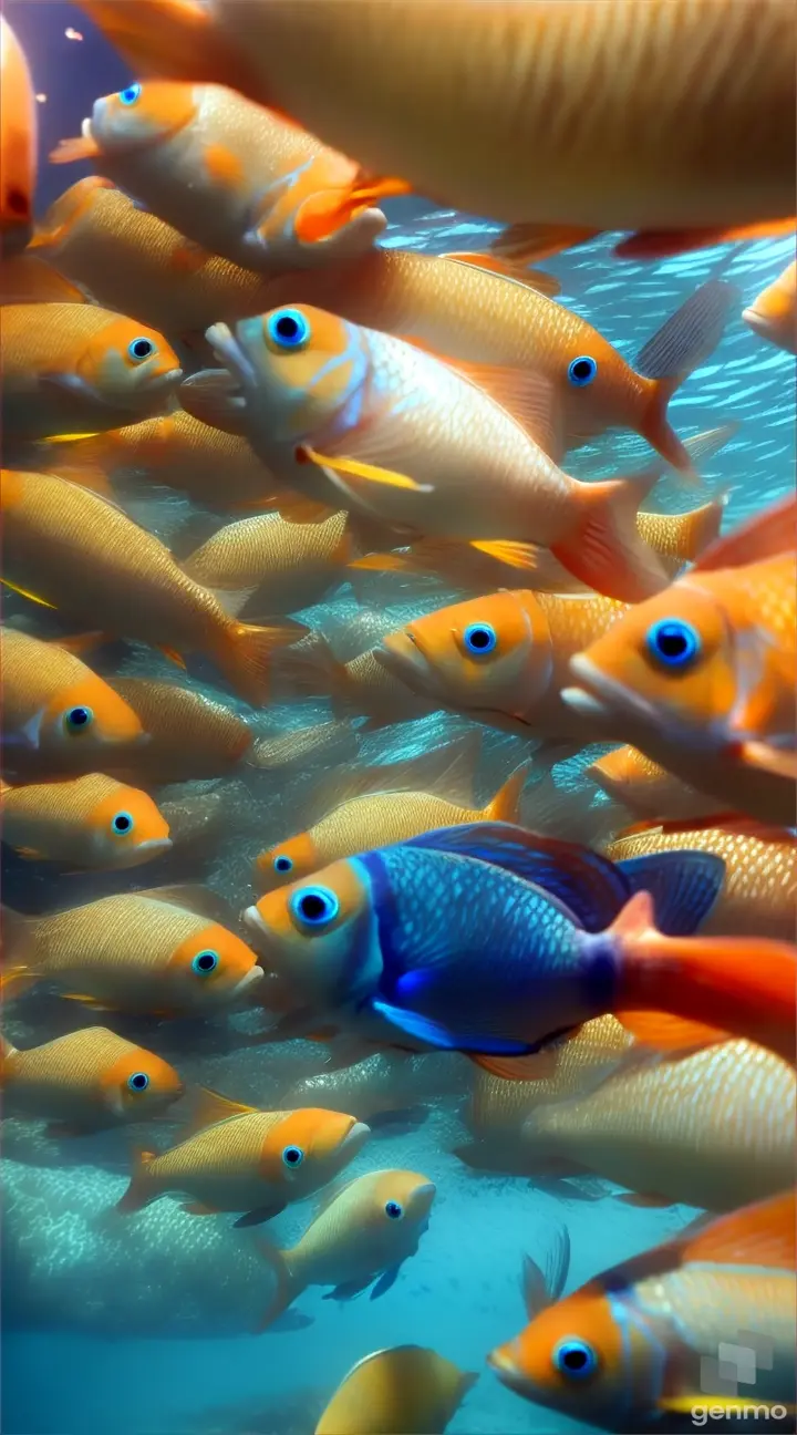 School of fish in unbelievable seas