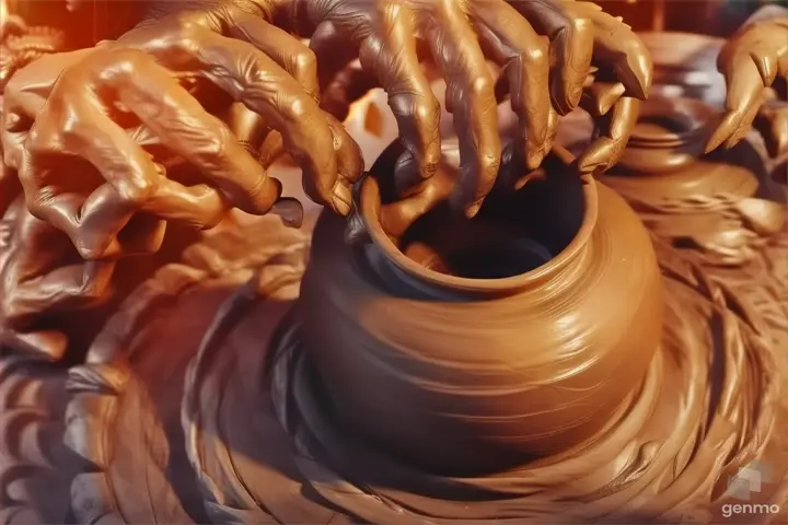 a person is making a pot on a potter's wheel