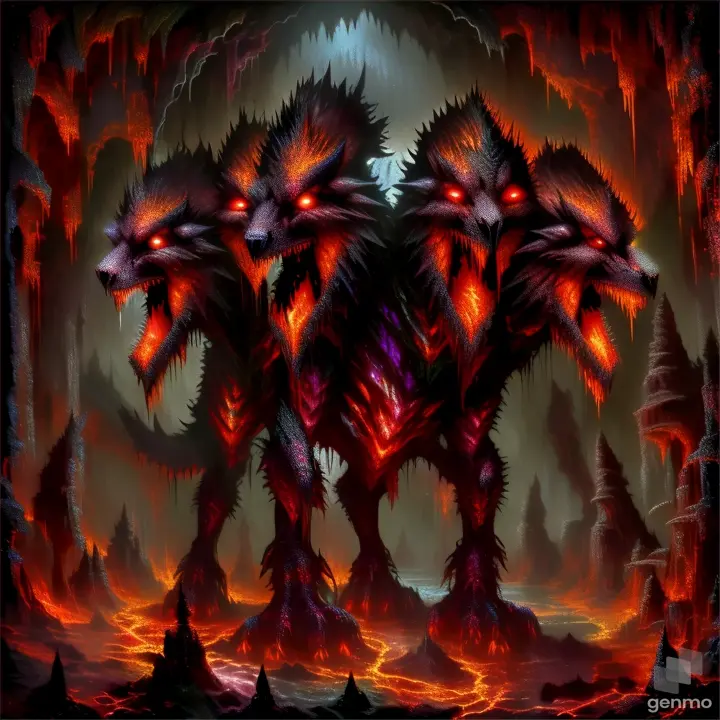 a demonic creature with glowing eyes in a dark forest