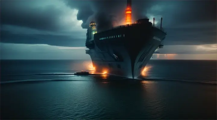 monster ship dumping pollution into the sea