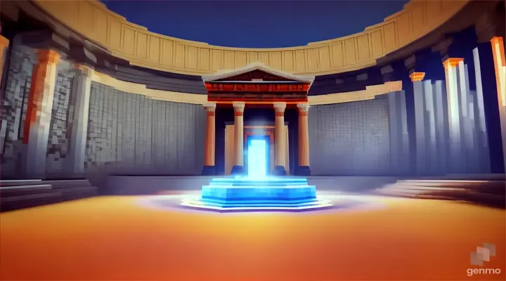 Nether portal greek pantheon lightning, bright, white, pixel voxel