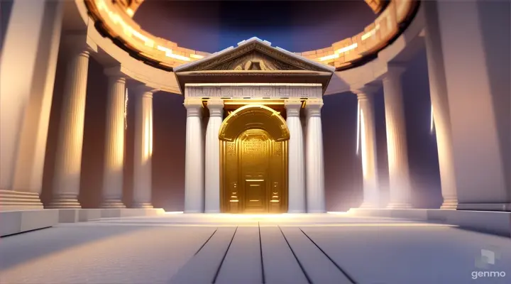Nether portal greek pantheon lightning, bright, white, pixel voxel