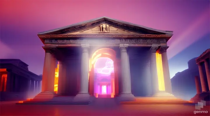 Nether portal greek pantheon lightning, bright, white, pixel voxel
