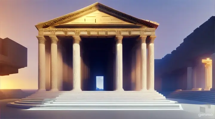 Nether portal greek pantheon lightning, bright, white, pixel voxel