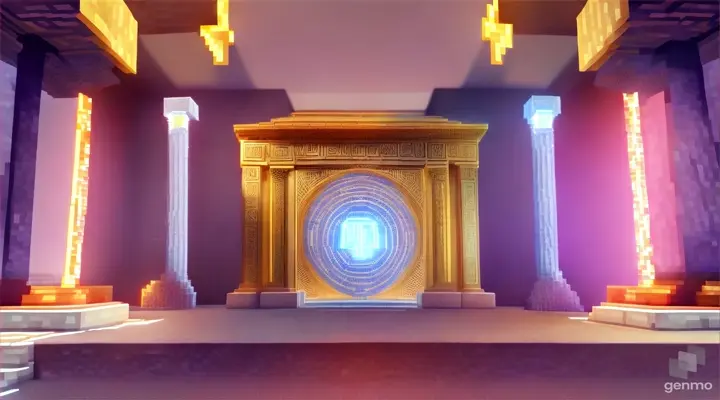 Nether portal greek pantheon lightning, bright, white, pixel voxel