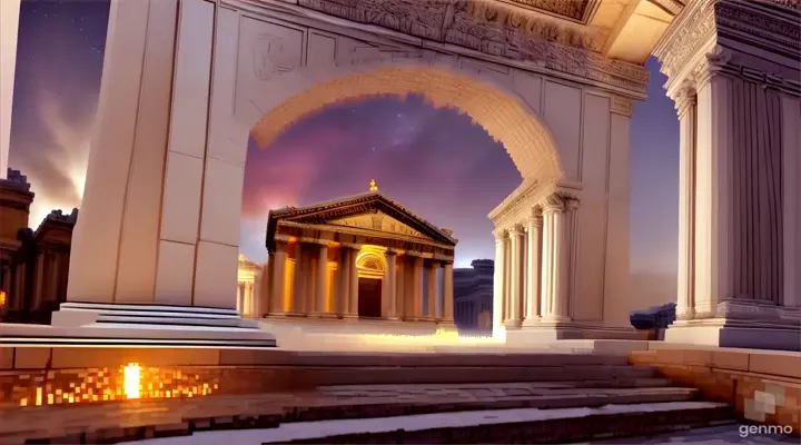 Nether portal greek pantheon lightning, bright, white, pixel voxel