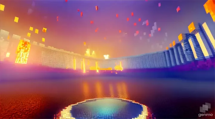 Nether portal greek pantheon lightning, bright, white, pixel voxel