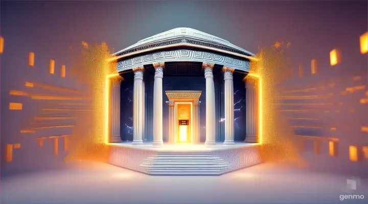 Nether portal greek pantheon lightning, bright, white, pixel voxel