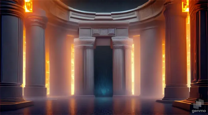 Nether portal greek pantheon lightning, bright, white, pixel voxel