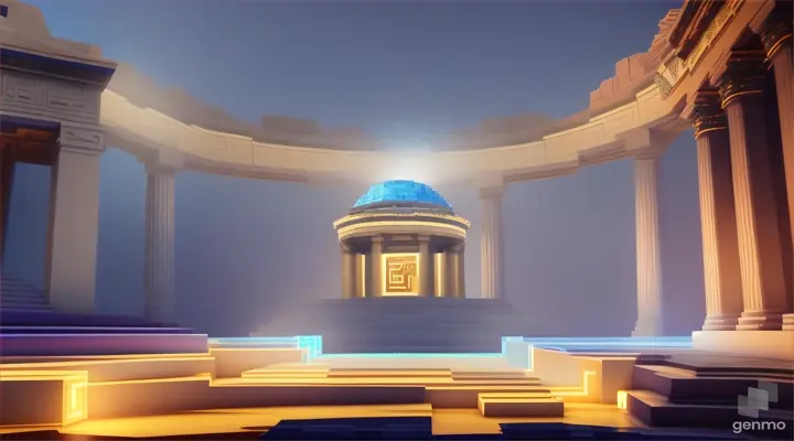 Nether portal greek pantheon lightning, bright, white, pixel voxel